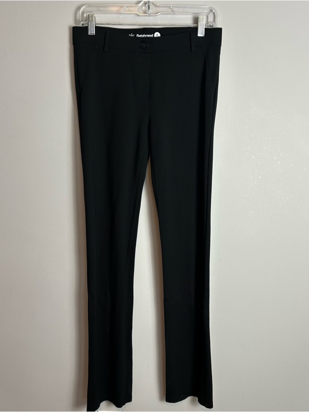 Betabrand Black Straight Leg Stretchy Business Pants Size Medium Long - Picture 2 of 8